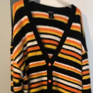 Hot topic candy corn striped cardigan sweater size 1